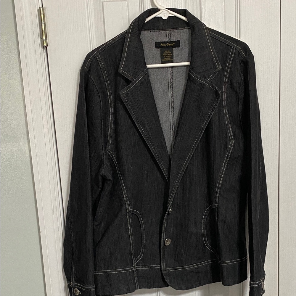 Ashley Stewart Woman’s Black/Grey Denim Blazer